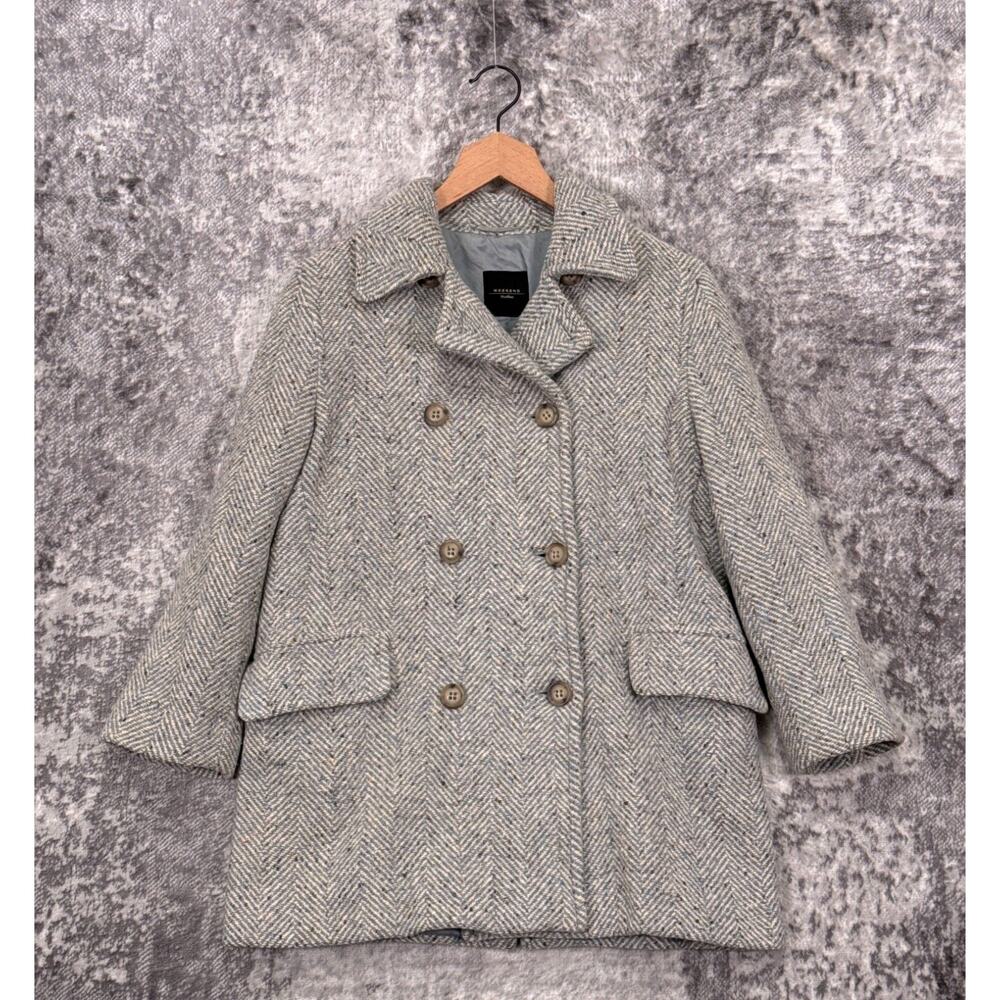 Max Mara Jacket 6 Womens herringbone Wool Double Breasted Pea Coat